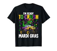 Ready to Crush Mardi Gras Dinosaur T-rex Monster Truck Boy T-Shirt