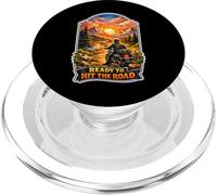 Ready To Hit The Road Mountain Sunset Motorcycle Rider PopSockets PopGrip for MagSafe