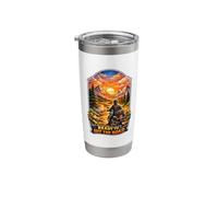Ready to Hit The Road Mountain Sunset Motorcycle Rider Stainless Steel Insulated Tumbler