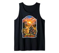 Ready to Hit The Road Mountain Sunset Motorcycle Rider Tank Top