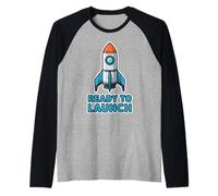 Ready to Launch Space Enthusiasts Fun Adventure Apparel Raglan Baseball Tee