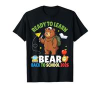 Ready to Learn Bear Back to School 2026 Student Boys Girls T-Shirt