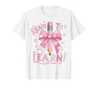 Ready to Learn Pencil Patchwork Bow Coquette Back to School T-Shirt