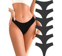 READY TO LOVE Cotton Underwear for Women Pack Breathable Thongs for Women Sexy Stretch Soft Womens Panties Thong XS-XL, Black, L