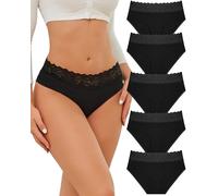 READY TO LOVE Cotton Underwear Women Soft Women's Knickers Comfy Womens Pants Brazilian Knickers Multipack Sexy Ladies Briefs Stretchy Bikini Panties Black