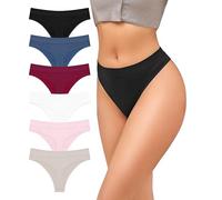 READY TO LOVE Thongs for Women High Waisted Thongs No VPL Knickers Seamless Underwear for Women Comfortable Invisible Thong Multipack Pack of 6 S