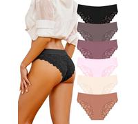 READY TO LOVE Underwear Women Lace Seamless Knickers Sexy Panties Soft And Comfortable Brazilian Knickers Bikini & Briefs 6-Pack(XL)