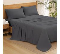 Ready To Rest 3/4 Full Bunk - 48x75, 4 Piece Sheets with 15" Deep Pocket, 100% Egyptian Cotton, Soft & Comfy, 1 Fitted Sheets + 1 Flat Sheet & 2 Pillowcases (Dark Grey Solid)