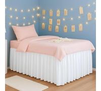 Ready To Rest Bed Skirt, Twin XL - 42" Drop, 100% Microfiber, Pure White, Extra Long Bed Skirt for College Students, Ruffle Design, College Dorm Rooms