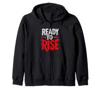 READY TO RISE Impactful Typography Zip Hoodie