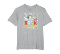 Ready to Rock First Grade First Day T-Shirt, Men's Big and Tall, Heather Grey, 5X Tall