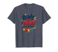 Ready to Rock First Grade Music Lover Student Gift T-Shirt, Men, Heather Blue, 6XL