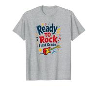 Ready to Rock First Grade Music Lover Student Gift T-Shirt, Men, Heather Grey, 6XL