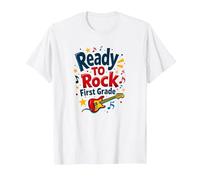 Ready to Rock First Grade Music Lover Student Gift T-Shirt, Men, White, 6XL