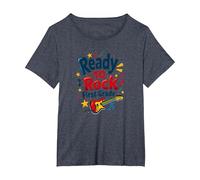 Ready to Rock First Grade Music Lover Student Gift T-Shirt, Women's Plus, Heather Blue, 4X