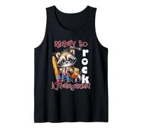 Ready to Rock Kindergarten Racoon Fun Back to School Gear Tank Top