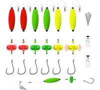 Ready-to-Use Catfish Rigs Set with Pre-Tied Santee Rigs and Pyramid Sinkers, 6/0 Circle Hooks for Freshwater Bottom Fishing, 6-Piece Complete Kit