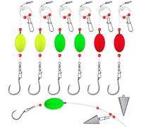 Ready-to-Use Fish Finder Rigs - Adjustable Float, Sharp High-Carbon Circle Hooks (5/0,6/0,8/0) for Surf & Catfish - 6 Pack (8/0)