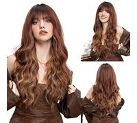 Ready to Wear Wigs Bangs, Big Waves, Long Curly Hair Wig, Full Head Cover, Naturally Fluffy Beginner Friendly(F)