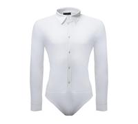 Ready4Dance Boys' Dance Shirt Body - Standard, Ballroom, and Latin American Dance - Stretch Fabric with Stiff Collar and Button Closure - Perfect for Competitions, white 14 years