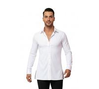 Ready4Dance Burgos Slim Fit Men’s Dance Shirt - Standard and Latin American Dance, Breathable Technical Fabric, Stiff Collar, Sizes L Black