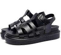 READYSALTED Women’s Chunky Gladiator Sandals, Faux Leather Fisherman Sandals with Buckle, Platform Summer Shoes for Holiday (BLACK, Adult, Women, 3, Numeric, UK Footwear Size System, Medium)
