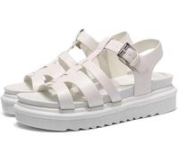READYSALTED Women’s Chunky Gladiator Sandals, Faux Leather Fisherman Sandals with Buckle, Platform Summer Shoes for Holiday (WHITE, Adult, Women, 4, Numeric, UK Footwear Size System, Medium)
