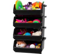 ReadySpace Extra Large Plastic Containers for Organizing and Storage Bins for Closet, Kitchen, Office, or Pantry Organization, 14.75-Inch x 16.5-Inch x 7-Inch 4-Pack, Black