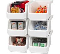 ReadySpace Plastic Containers for Organizing and Storage Bins for Closet, Kitchen, Office, Toys, or Pantry Organization, Large, 6-Pack, White
