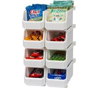ReadySpace Plastic Containers for Organizing and Storage Bins for Closet, Kitchen, Office, Toys, or Pantry Organization, Medium, 8-Pack, White