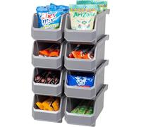 ReadySpace Plastic Containers for Organizing and Storage Bins for Closet, Kitchen, Office, Toys, or Pantry Organization, Medium, 8-Pack, Grey