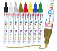 Reaeonat Paint Pens, 2-2.8mm Round Tip White Waterproof Permanent Marker Pens, Oil-Based Ink Pen Set for Rocks Painting, Wood, Fabric, Plastic, Mugs, DIY Craft (Multicolor, Multicolour)