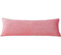 Reafort Ultra Soft Sherpa Body Pillow Cover/Case with Zipper Closure 21"x54" (Pink, 21"X54" Pillow Cover)