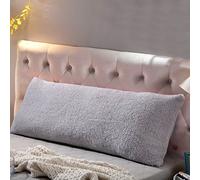 Reafort Ultra Soft Sherpa Body Pillow Cover/Case with Zipper Closure 53cm x 137cm (53 centimeter x 137centimeter Body Pillow Cover, Silver Grey)