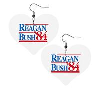 Reagan Bush '84 Leather Earrings For Women Dangle Earring Drop Heart Pendant With Hook Gifts For Adult Girl