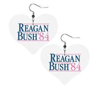 Reagan Bush '84 Leather Earrings For Women Dangle Earring Drop Heart Pendant With Hook Gifts For Adult Girl