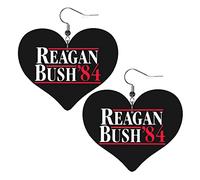 Reagan Bush '84 Leather Earrings For Women Dangle Earring Drop Heart Pendant With Hook Gifts For Adult Girl