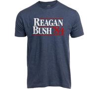 Reagan Bush '84 | Vintage Style Conservative Republican GOP Unisex T-Shirt, Heather Navy, Large