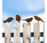 Reagia 4PCS Rusty Birds Decoration Lifelike Patina Metal Birds Garden Ornaments Silhouette Simulation Metal Bird Figurine Home Decor Rustic Outdoor Patio Yard Fence Toppers Adornment