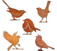 Reagia 5pcs Rusty Birds with Screws Birds Garden Silhouette Decoration Decorative Rusty Metal Garden Yard Art Metal Birds Bird Ornaments Patio Yard Landscape