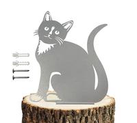 Reagia Metal Cat Decoration, Silver Garden Ornaments Silhouette Simulation Figurine Home Decor Rustic Outdoor Patio Yard Adornment Metal Cat Statues