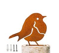 Reagia Rusty Robin, Rusty Birds Decoration Steel Silhouette with Patina Garden Decor Metal Birds Statues Bird Yard Art Figurine Stake Rust Stake Metal Garden Stakes
