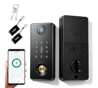 ReaIOKbii 5 in 1 Fingerprint smart Lock Supports WiFi keyless Entry Door,100 Fingerprints,User Password/TUYA APP/IC Card/Spare Key,biometric Door Lock,Suitable for Front Door Bedroom Office Hotel