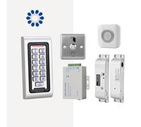 ReaIOKbii Complete security access control system kit: Waterproof, RFID, metal keypad, door lock, electric mortise lock, WG26 card reader (card swipe, password), 2000 user capacity, with doorbell