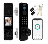 ReaIOKbii WiFi Fingerprint Recognition Video Smart Lock 3D Face Recognition | With camera/doorbell;SupportsTUYA APP control/fingerprint/IC card/password/key;Keyless entry front door,residential/apartment