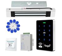 ReaIOKbii WiFi Tuya Smart Access Control Kit, IP68 Waterproof RFID Keypad, 180KG/350lbs Magnetic Lock & Power Supply, 10000 Users for Home & Office