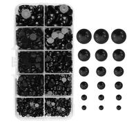 ReaJoys Black Flat Back Pearls for Crafting, 1100pcs Flatback Pearls Beads Imitation Half Round Flat Back Pearl for Jewellery Making 6 Sizes