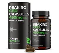 Reakiro CBD Vegan Capsules with Piperine 450mg, 30pcs I 15mg of High-Strength CBD Oil I Enhanced Bioavailability I Vegan-Friendly Supplement I Stress & Anxiety Relief