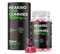 Reakiro CBD Vegan Gummies, 750mg, 30 Pieces, Cherry Flavour I 25mg per Gummy | 100% Vegan-Friendly CBD Edibles | High Strength | Stress & Anxiety Relief | Delicious Cherry Flavour