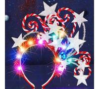 Reaky Light Up Christmas Headband Silver Star Headbands Led Ball Hairband Xmas Hair Accessories for Women